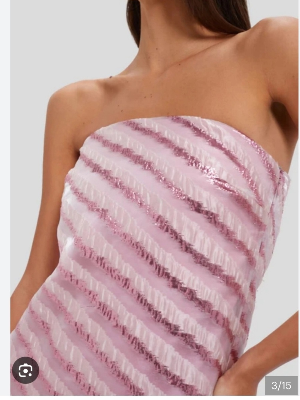 NWT TUCKERNUCK HYACINTH HOUSE SOFT STRIPES MILA STRAPLESS MIDI DRESS sm shimmer - Picture 2 of 3